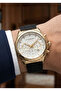 Men's Black Silicone Cord Gold Case White Dial Functional Wristwatch 2 Years Warranty