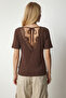 Ruched Knitted Blouse with Back Detail Lnt0026 Brown - 2