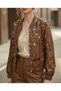 FLORAL PATTERN FAUX LEATHER JACKET