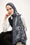 Urban Hours Floral Motif Pattern Dark Navy Blue Mayda Shawl 190X70