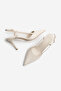 Women's Stiletto Pointed Toe Open Back Ankle Strap Classic Heeled Shoes Tandor Ecru - 8