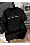 Graphic t Shirts for Man Men's Los Angeles Pattern T-Shirt Black Neon La Palm Tree Cityscape - 2