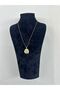 Stainless Steel Gold Color Pendant Necklace with Oval Stone for Women