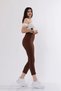 Women's Summer Brown Trend Model Pencil Detailed High Waist Fabric Trousers 30062 - 4