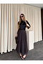 Brown Chiffon Polka Dot Long Skirt - 2506