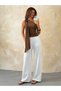 Brown Wrinkled Top White Double Crepe Trousers Set |   High Waist |   Modern Stylish Combination - 4