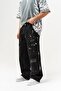 Street Canvas Paint Effect Baggy Jean Trousers with Cargo Pocket Detail - 3