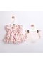 Flower-Patterned Tulip-Detail Baby Girl Set with Shorts - 3