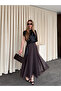 Brown Chiffon Polka Dot Long Skirt - 2506 - 4