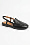 Black Genuine Leather Women's Classic Sandals Shoes Open Back Closed Toe Elastic Back Daily Wear - 2