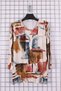 Women's Plus Size Stretch Fabric Crew Neck Mixed Patterned Three-Quarter Sleeve Mother T-Shirt Jersey Blouse - 2