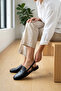 Black Genuine Leather Women's Classic Sandals Shoes Open Back Closed Toe Elastic Back Daily Wear - 3