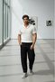 Men's White Textured Wrinkled Polo Collar Slim Fit Tshirt - 4