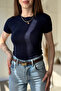Buzzy Fabric Short Sleeve Soft Navy Blue Bodysuit - 6