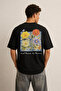 Men's Floral Printed T-Shirt – Oversize Fit, Back Patterned with "Small Moments Big Memories"