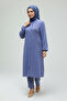 Women's Tunic with Buttons on the Front, Bead and Stone Details, Kolagzi Elasticated Sleeves, Stylish Collar, Pants with Elasticated Waist, Two Pieces - 2