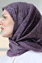 Tree Patterned Cotton Scarf, Soft Textured Flamingo Print Writing Headscarf - Purple - 7