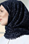 وشاح قطني بنقشة شجرة، حجاب ناعم الملمس للكتابة - أزرق داكن - 7