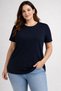 Plus Size New Season Comfort Model Viscose Ribbed Short Sleeve Mother's T-Shirt-Dark Blue - 2