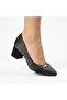 Black 5 cm Stone Buckle Heeled Women's Shoes - 3