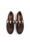 Brown Suede Gold Accessory Detailed Elastic Women's Stylish and Comfortable Ballerinas