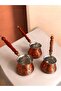 Cezve Set Copper Heavy Engraved Floral Carving Set of 3 - 3