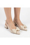 Women's Shoes with Bow and Open Back Heels - 3
