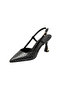 Black Glittery Open-Heeled Women's Evening Dress Shoes