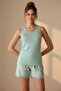 Premium Women's Modal Lycra Comfortable Fabric Strap Shorts Pajama Set - 2