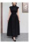 Shoulder-Padded Back Tie-Detail Sleeveless Dress - 3