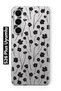 Samsung Galaxy S26 Plus Compatible Black Floral Pattern Transparent Phone Case