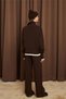 Women's Ecru Stripe Detailed Double Zipper Brown Knitwear Set - 5