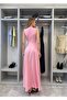 Women's Pink Pleated Detailed Long Dress - 4