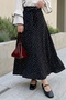 High Waist Belted Polka Dot Black Skirt