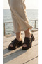 Buckle Detail High Wedge Heel Lu Comfortable Women's Summer Wear Slipper Sandals - 6