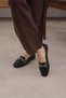 Kayra Black Color Metal Buckle Women's Ballerinas - 4