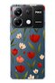 Poco X6 Pro Compatible Red Tulip Patterned Transparent Phone Case
