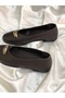Famy Brown Genuine Leather Casual Ballet Flats with Buckle - 5