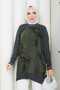 Women's Silk Kupra Mercerized Knitwear Tunic with Side Zipper Detail - 6