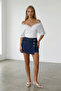 Women's White Front and Back V-Neck Lace Detailed Knitted Blouse Alc-X15407 - 3