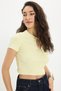 Women's Slim Fit 100% Cotton Short Sleeve Crew Neck Green Crop - 4