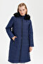 Desen Long Quilted Coat with Fur Hood 23404