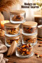 Set of 6 Round, Handmade Glass Breakfast and Snack Bowls - with Bamboo Lids - 2