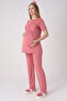 Set of 3: Cotton Maternity & Pregnancy Pajama Set with Lace Robe - 6