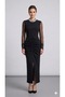 Stone-Embellished Neck & Wrist Lace Detailed Dress