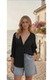 Women's Black Oversize Cotton Comfortable Linen Shirt with One Pocket – New Summer Collection