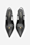 Women's Stiletto Pointed Toe Open Back Strap Buckle Thin Classic Heeled Shoes Osenta Black - 6