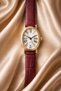 Misky Gold Oval Case Roman Numeral Leather Burgundy Strap Stylish & Elegant Women's Wristwatch - 4