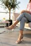 Women's Gray Shiny Multi-Strap Goblet Heeled Square Toe Sandals - 2