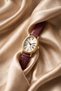 Misky Gold Oval Case Roman Numeral Leather Burgundy Strap Stylish & Elegant Women's Wristwatch - 3